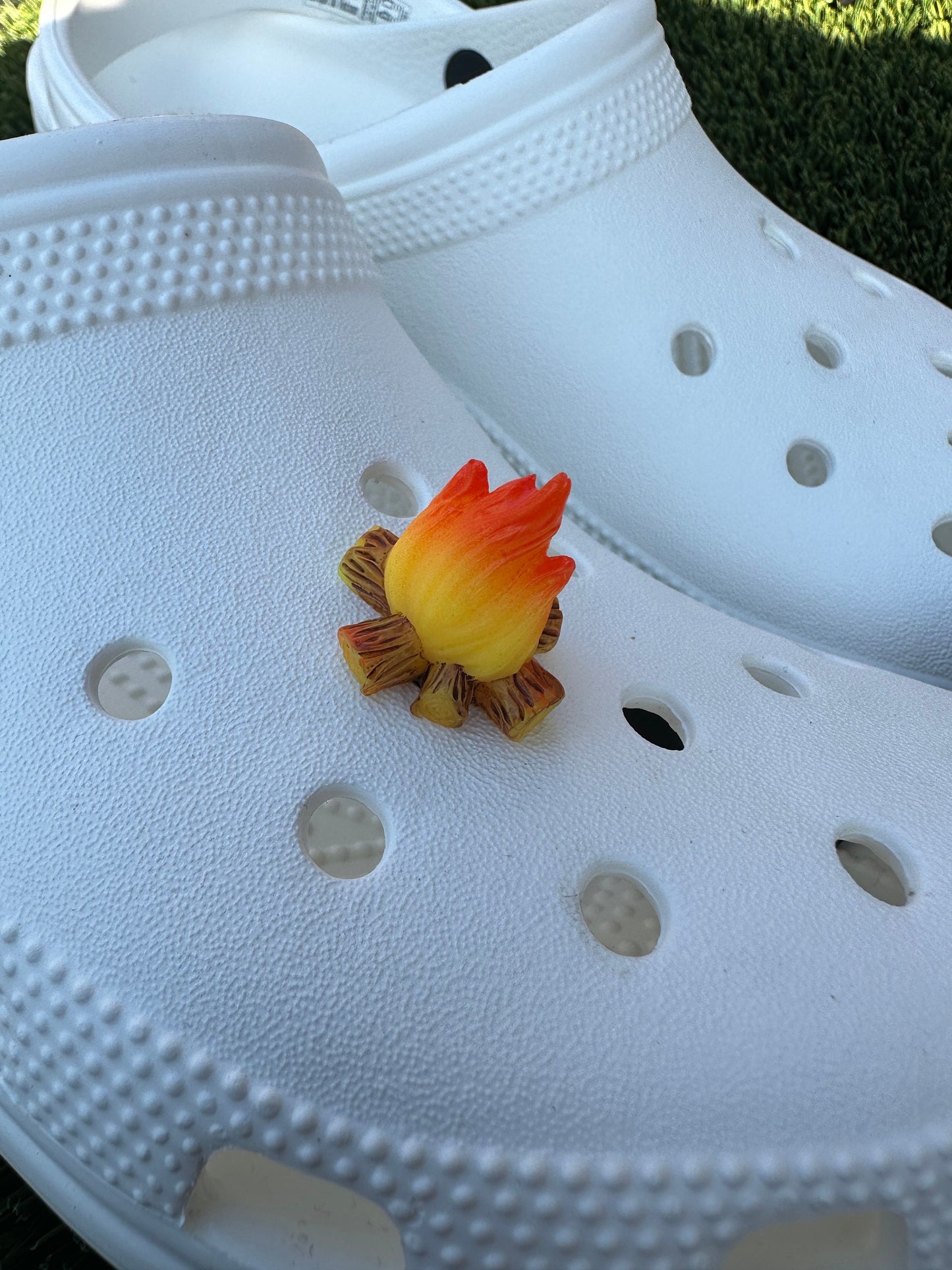 Bonfire shoe charm | tiny flame shoe charm | Campfire charm | Outdoors | Smores | Fire | Fire shoe charm | Bonfire | rubber clog| Camping