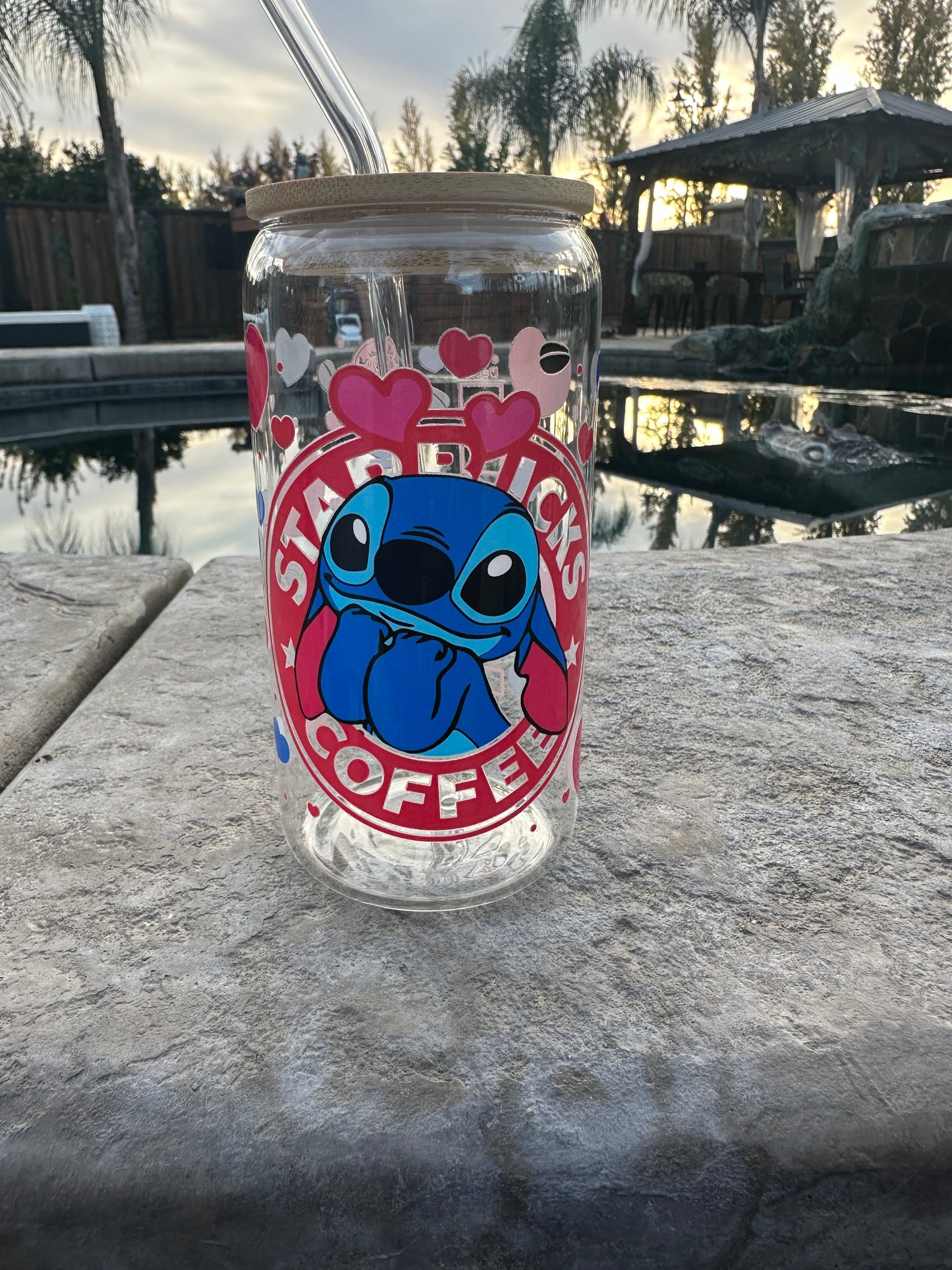 Stitch coffee glass can
