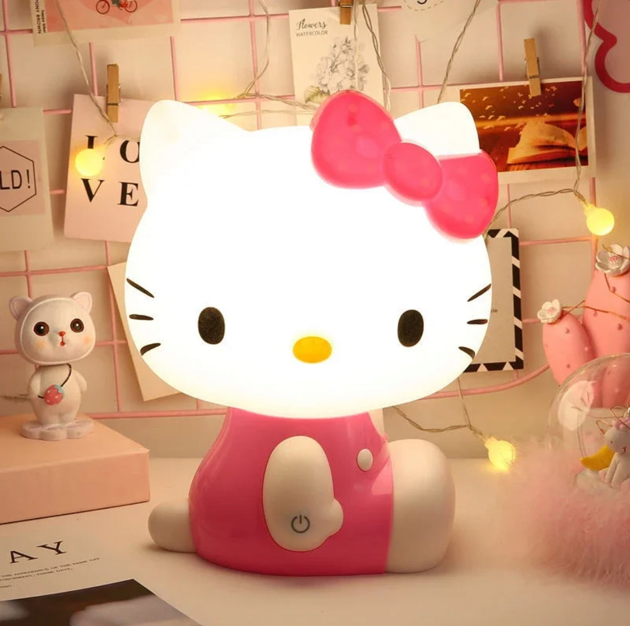 Kawaii Sanrioed Hello Kitty Night Light Kawaii Ultra-Long Life Bedroom Sleep Bedside Led Lamp