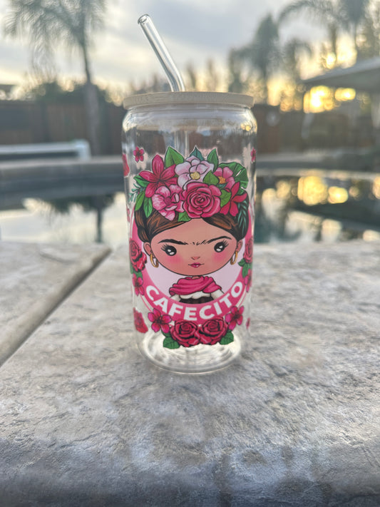 Frida Khalo 16oz Libby glass can