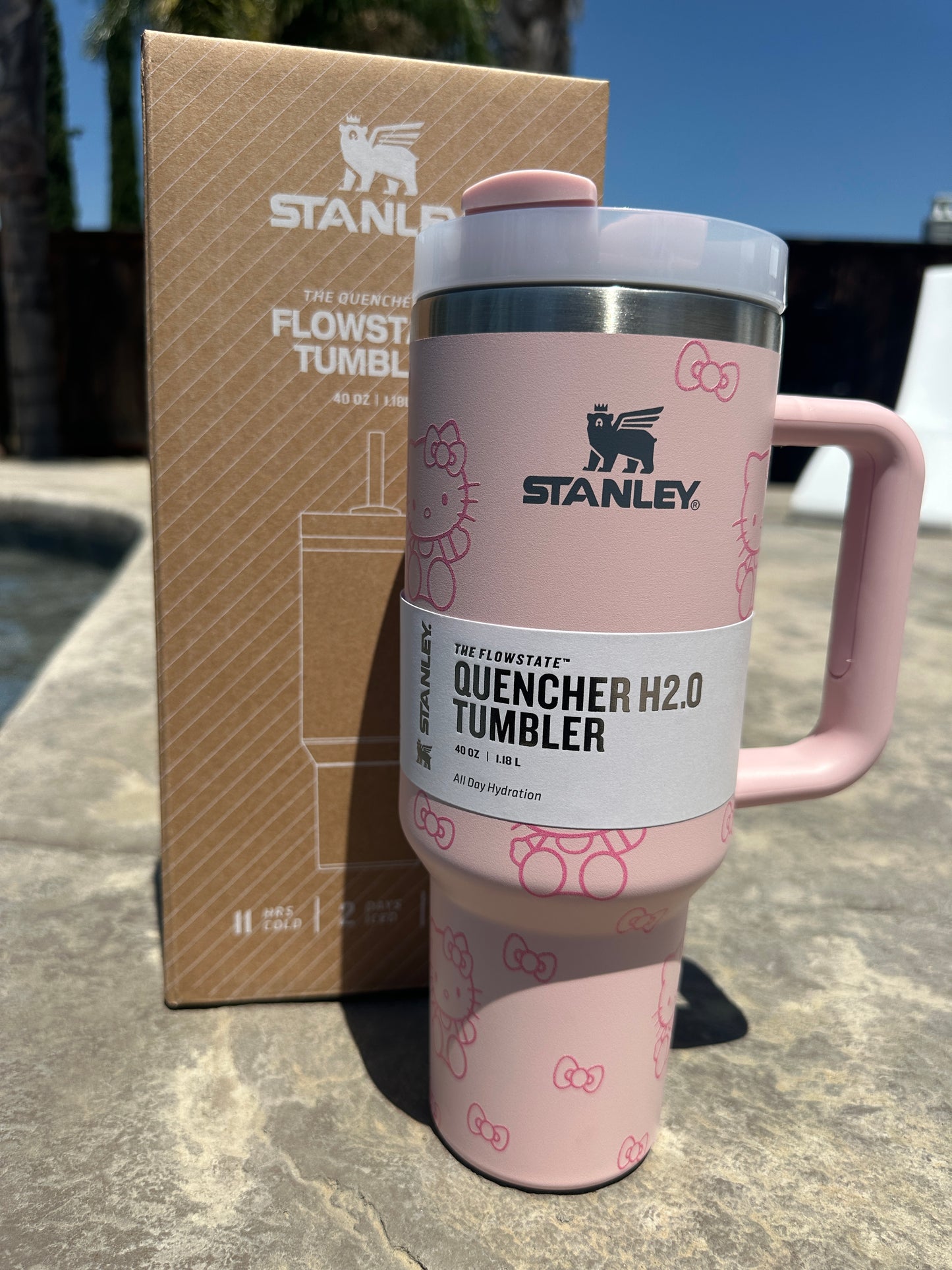 Hello Kitty X Stanley Inspired 40oz powder pink Matte NEW STYLE!