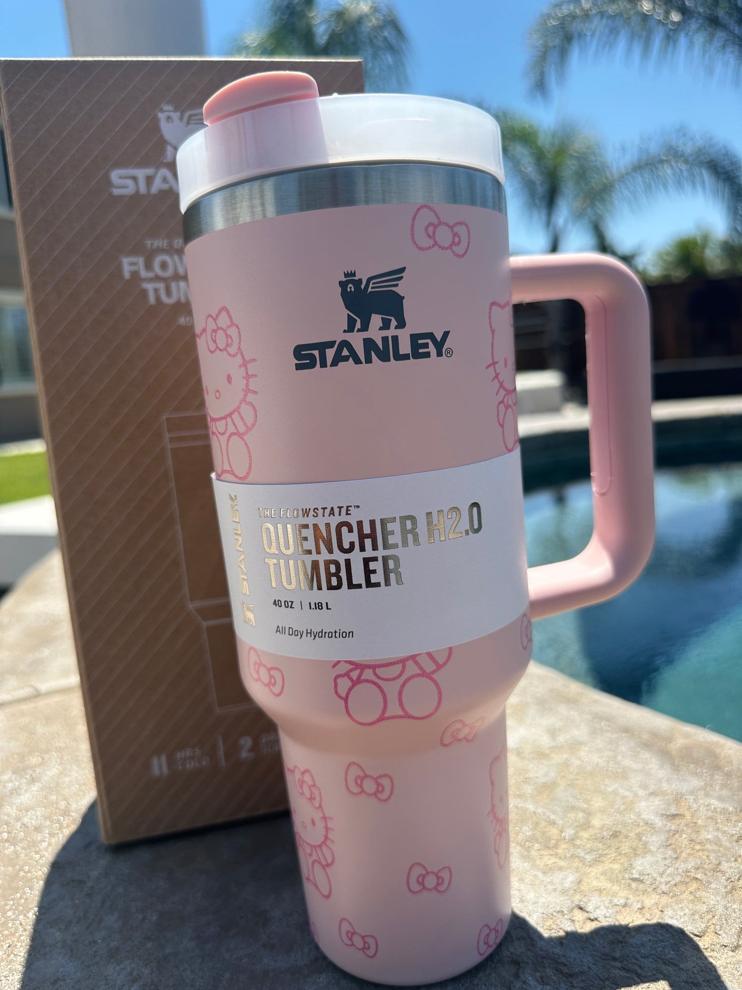 Hello Kitty X Stanley Inspired 40oz powder pink Matte NEW STYLE!