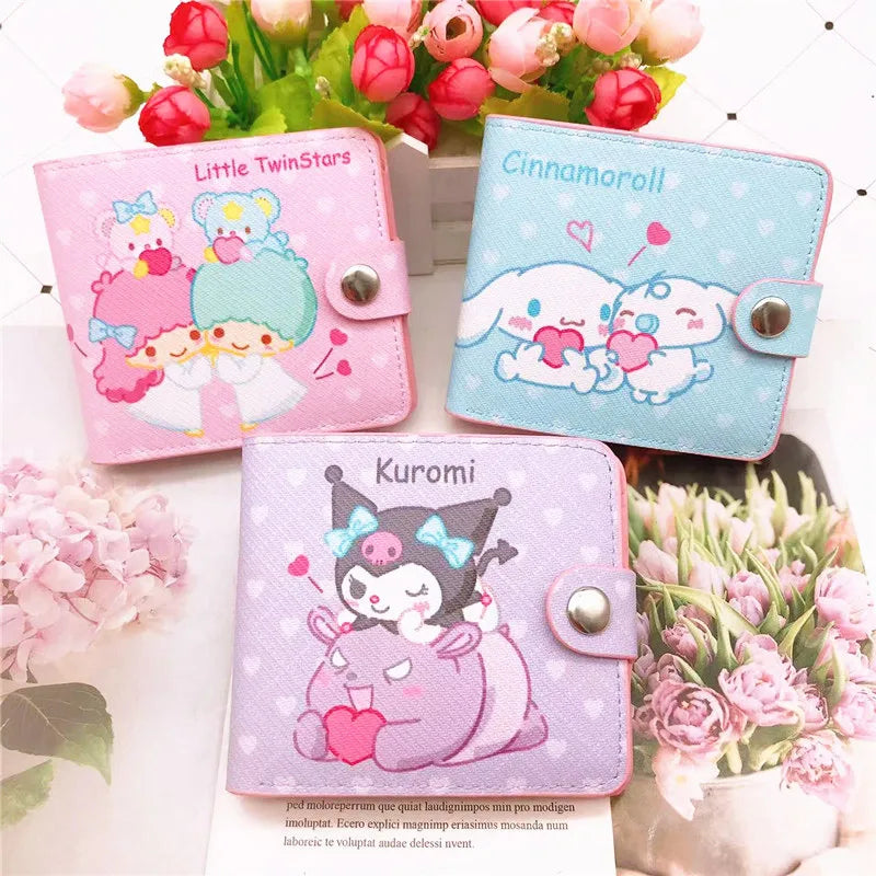 Kawaii Sanrio Hello Kitty Kuromi Kawaii Women's Purse Fashion Wallet Multifunctional Coin Purse Girls Clutch Bags Kids Toy Gifts