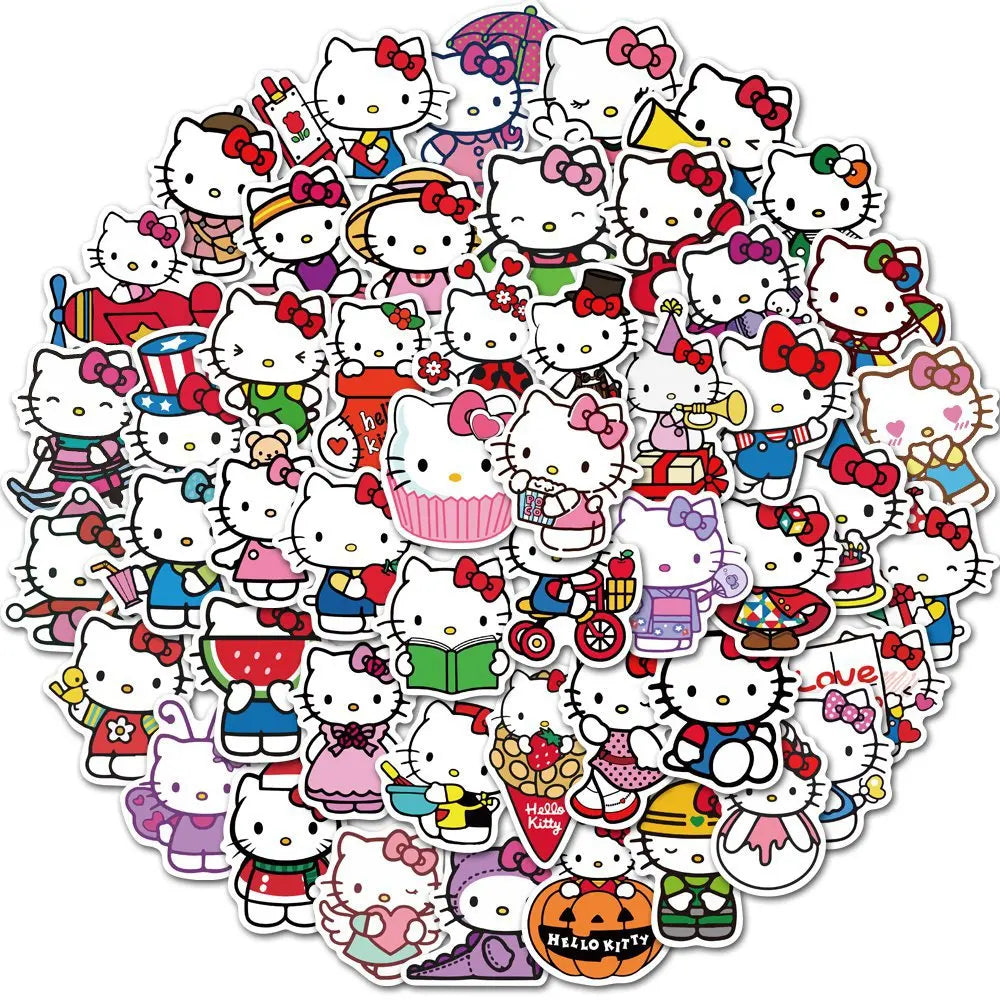 50pcs Hello Kitty Sticker Toys for Girls Kawaii Stickers Cute Sticker Pack Sanrio Stickers Laptop Skin Kuromi My Melody Sticker