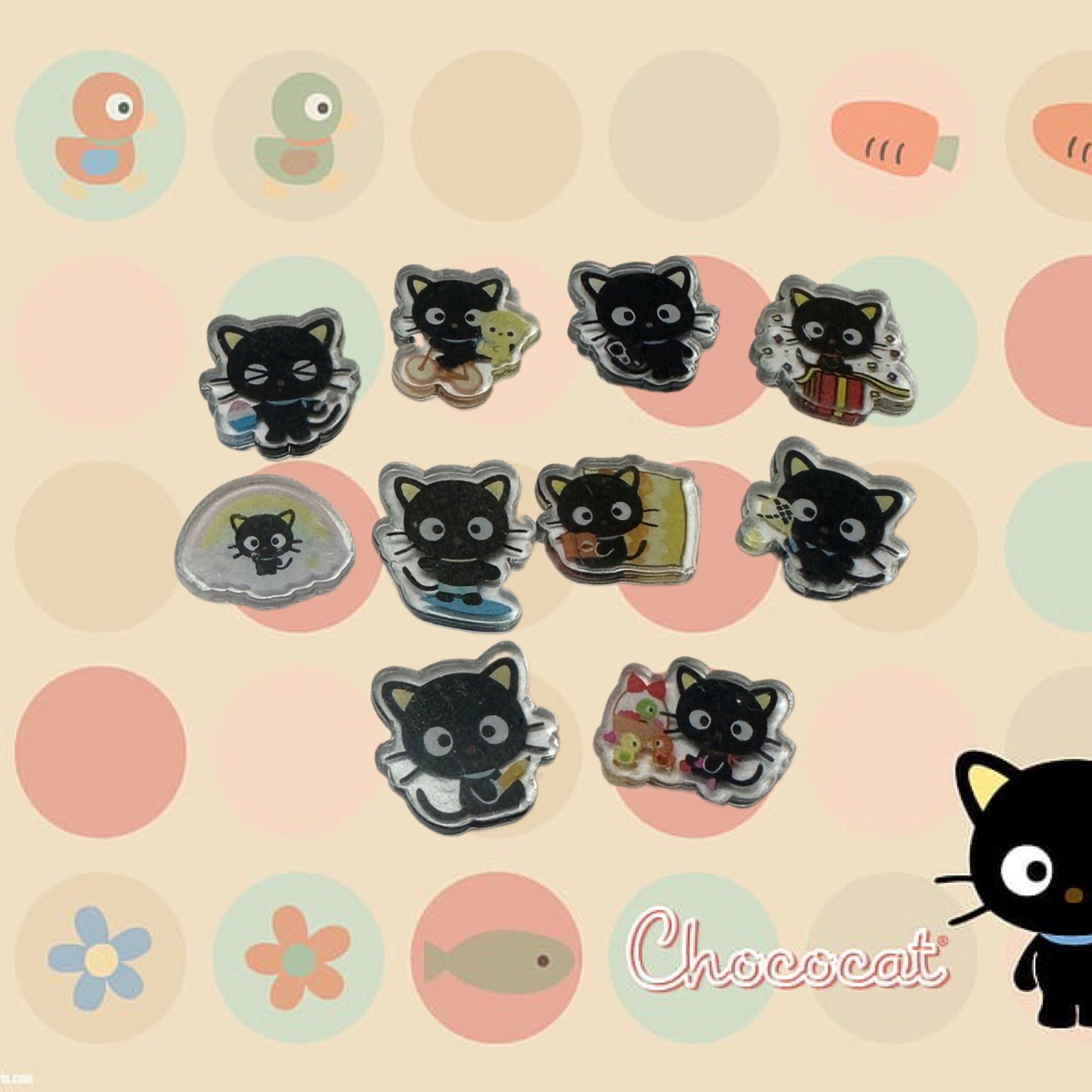 Random Choco ca shoe charms | Chocolate kitty| choccat | shoe charms | kawaii | Black cat | 1,3,5,10 pcs | Sanri | lucky cat | Black kitty|