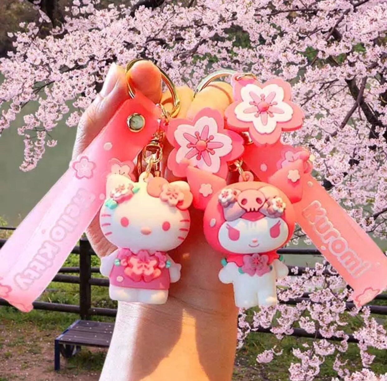 Sakura | Cherry Blossom | Pink | Pastel | kawaii | Cute | keychains | Gifts for girls | Pompompurin | Melody | Soft pink |
