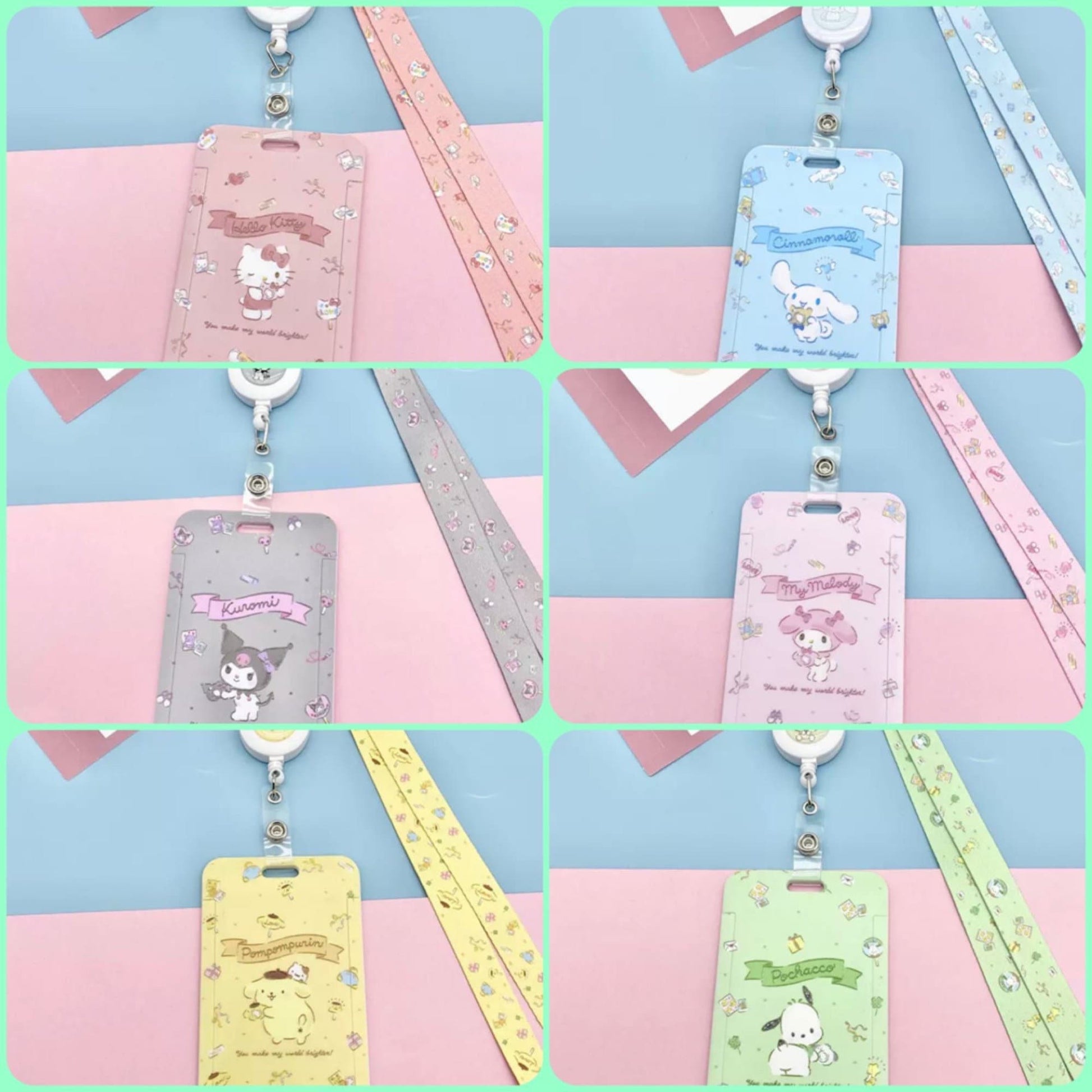 Kawaii | Sanriod | Lanyard | Badge pull | Badge Reel | Nurse | ID | Student | Kuromi | Pochacco | Melody | Hi Kitty | Card Holder | Pastel |