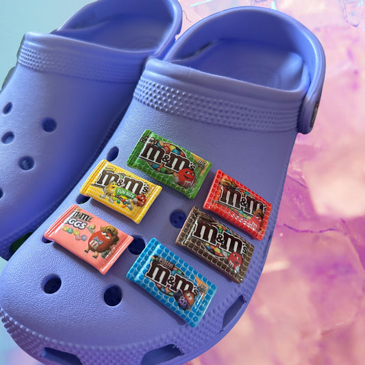 M&M Candy shoe charms | Chocolate candies | Candy charms | MMs | Colorful candy charms | 3d shoe charms | 3d food | Easter eggs