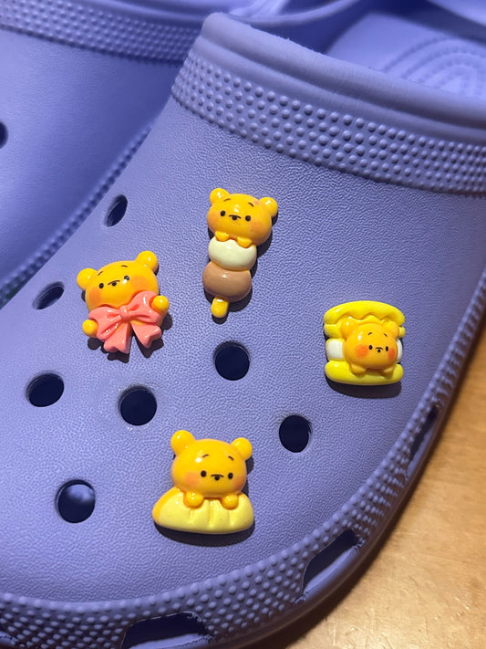 Cute bear shoe Charm Set (4 pcs) | Bear Shoe Charm | Cute Charm | Kawaii Shoe Charm | Popular Trending Shoe Charm | Honey bear