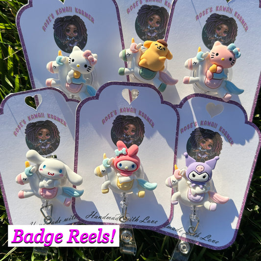 Retractable Badge Reels | Unicorn badge reels | kawaii | Kuro | Melody | Cinnmonroll | Nurse | RN | Dental Assistant | sanriod | ID Holder|