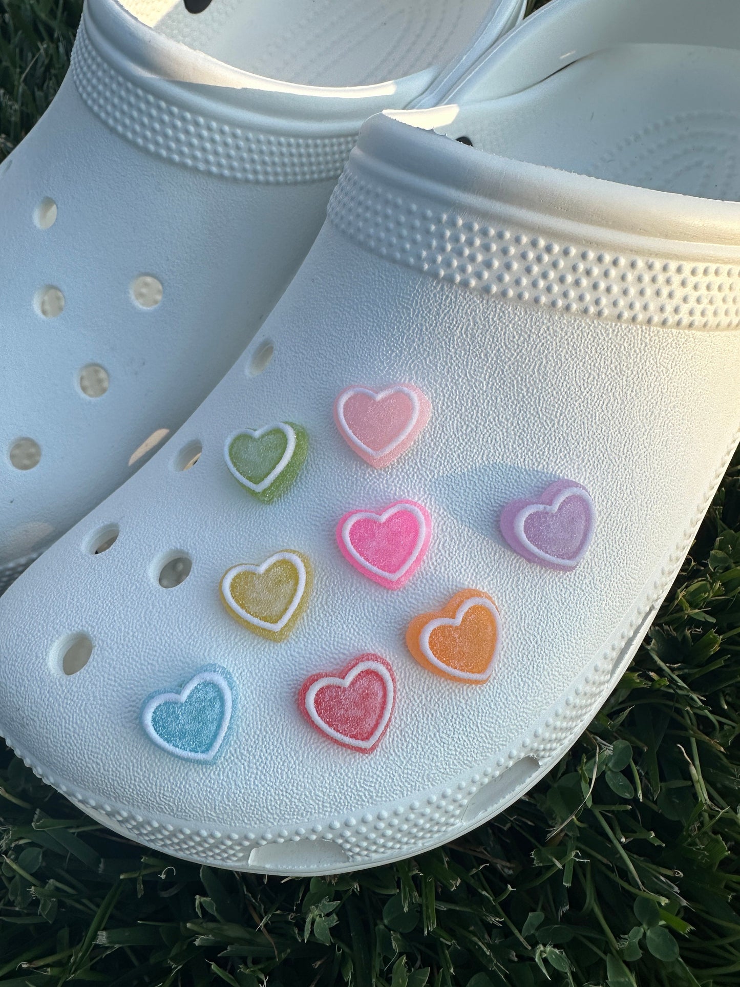 Jelly Sugar heart shoe charms | sugar dusted | candy| sweet hearts | Love | Shoe accessories | aesthetic | candycore | kandi |