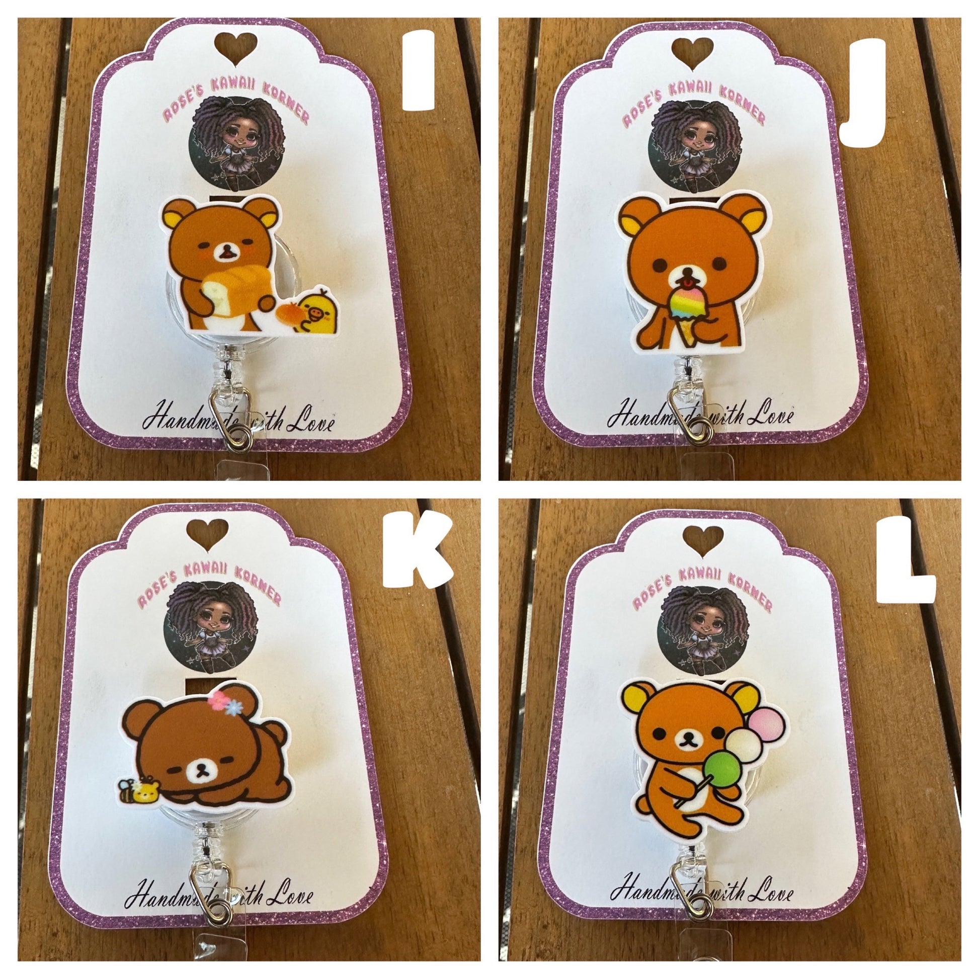 Kuma | Lazy bear | Brown Bear | Badge Reel| ID Holder | kumamon | Rila kkuma | Cute Bear | RN |Kawaii | Retractable| Accessory| Carabiner