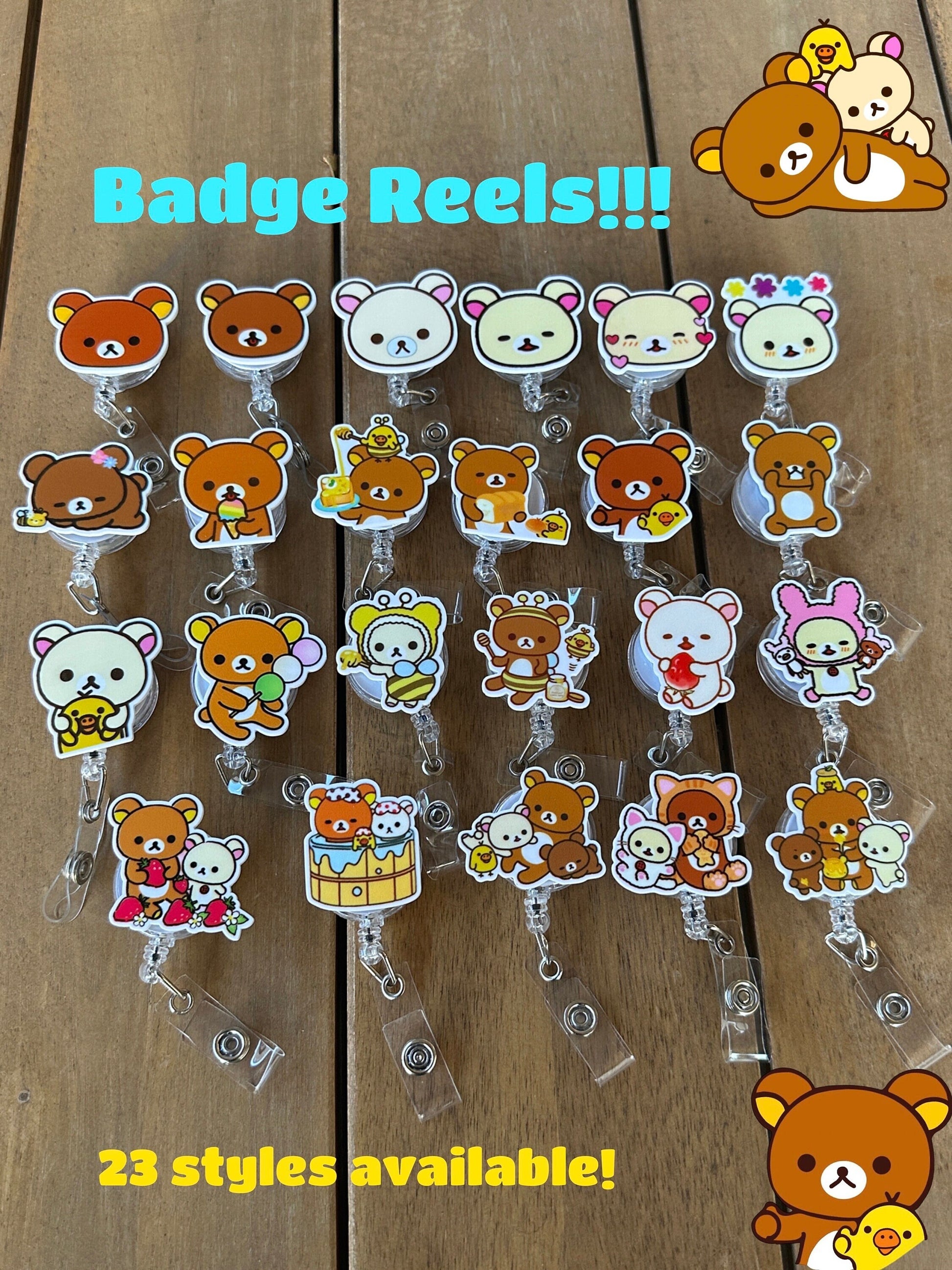 Kuma | Lazy bear | Brown Bear | Badge Reel| ID Holder | kumamon | Rila kkuma | Cute Bear | RN |Kawaii | Retractable| Accessory| Carabiner