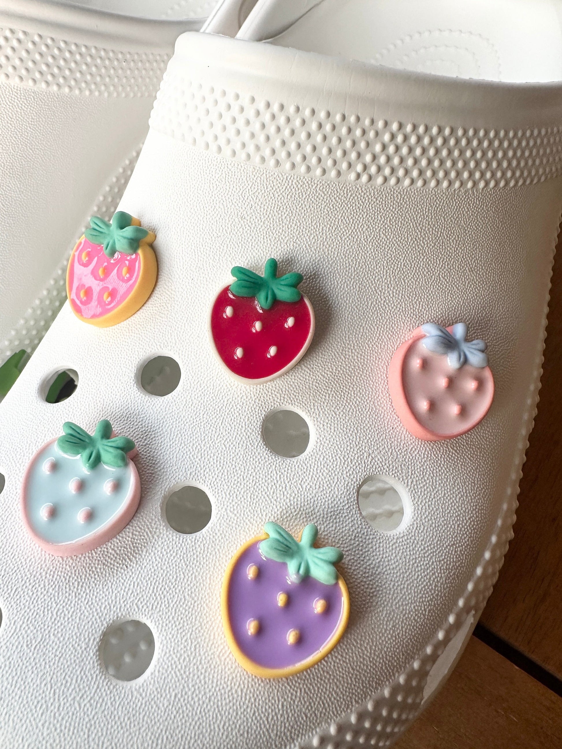 Strawberry Shoe charms | kawaii aesthetic | Strawberry candy | shoe charms | 3D shoe charm | Vibrant | Glossy |