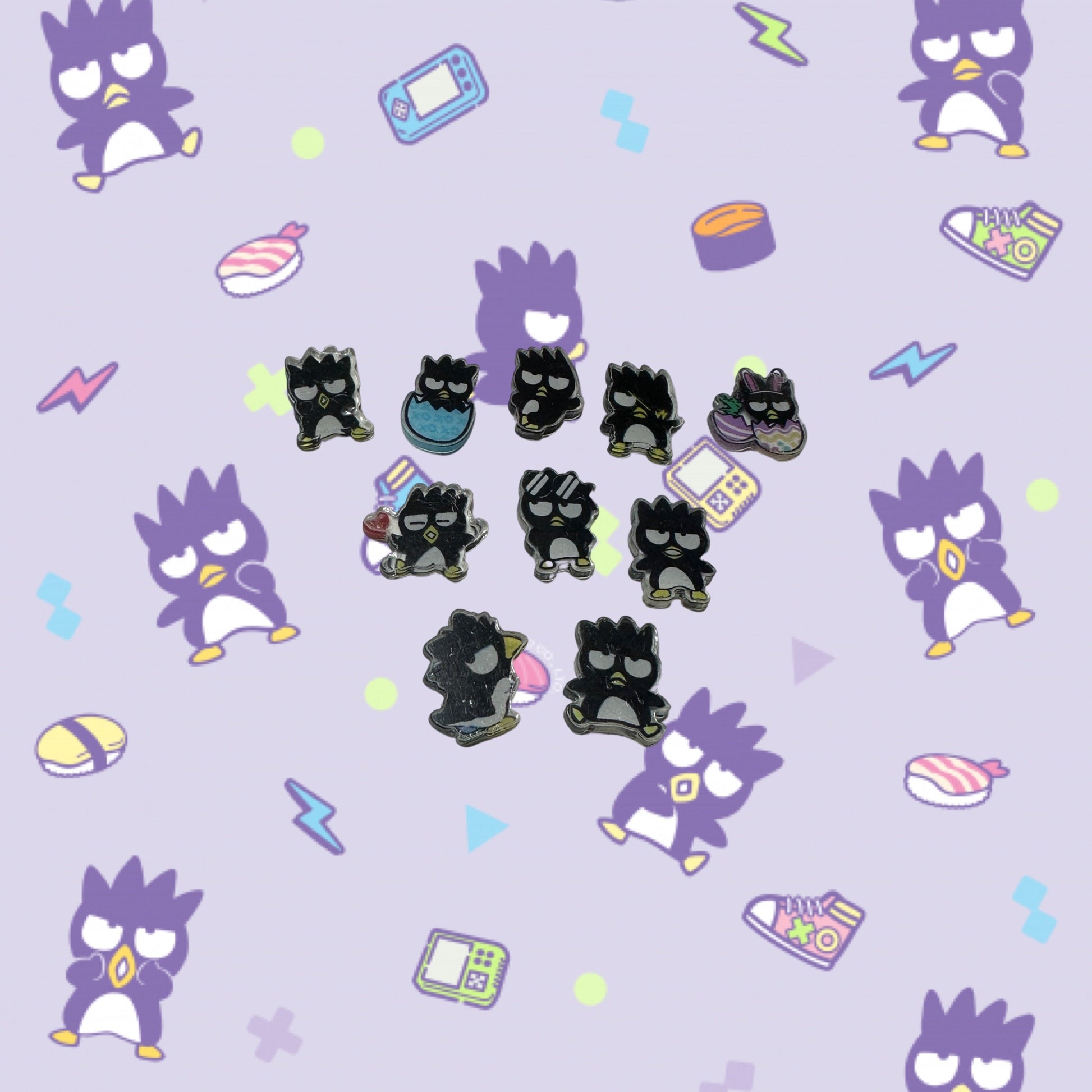 Random Bad pengu shoe charms | Chocolate kitty| bad Maru | shoe charms | kawaii | Black penguin | 1,3,5,10 pcs | Sanri | badtz | maru