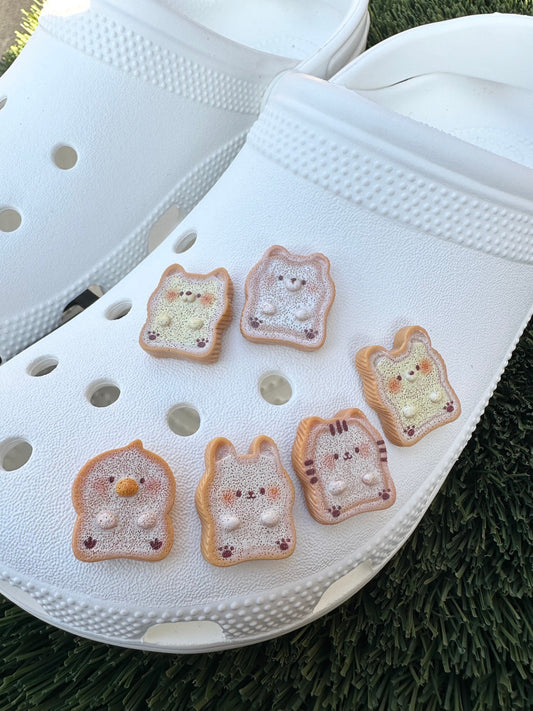 Animal Toast Shoe Charms | Food charms | Buttered Toast | 3D | Crock Charms | 3D Shoe charms | funny charms | unique shoe charms | Animals