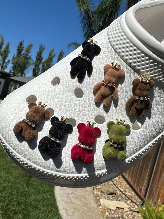 Fuzzy shoe charm | Velvet Bling bears | Bling| Kawaii | Teddy Bear | Shoe charms | Queen bears | Crown | kawaii | Cute | hypebeast | unique